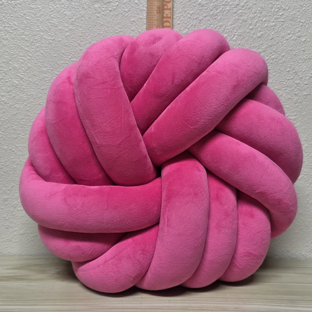 Decorative Tubular Knot Throw Pillow. Pink Bubble Gum, Barbie
